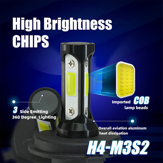 Voiture Boombillos LED moto Luces moto voiture Faros HS1 H4 H7 H11 S2 50W 5000LM millimètre AC... H4S2