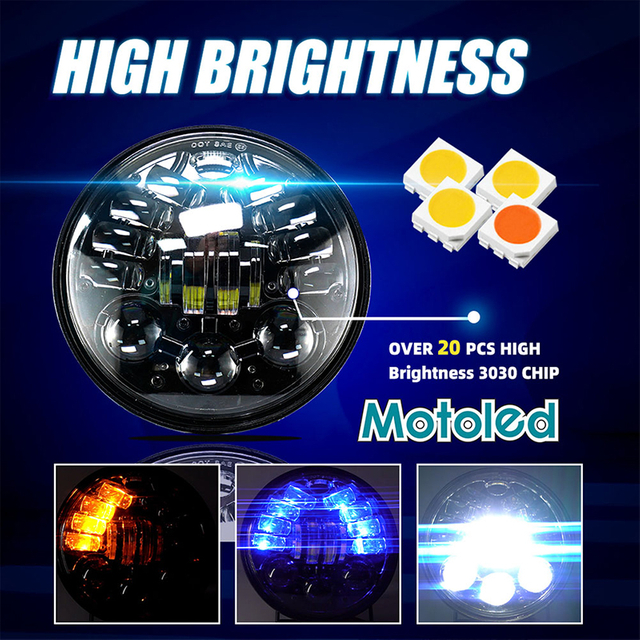 Projecteur de voiture 5.75 pouces, phares 8V 12V 24V 80V 36W 3800LM, voiture moto camion UTV véhicule tout terrain tout-terrain 5.75MMR01