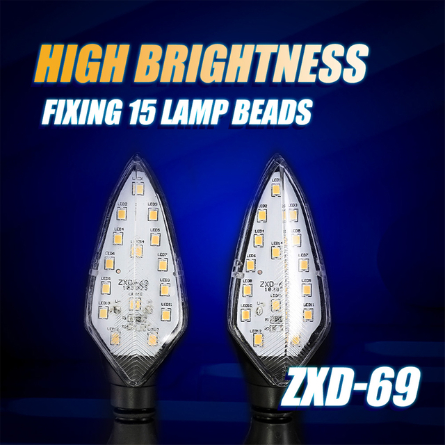 Clignotant de moto DC12V fixe dynamique jaune blanc bleu rouge ZXD69