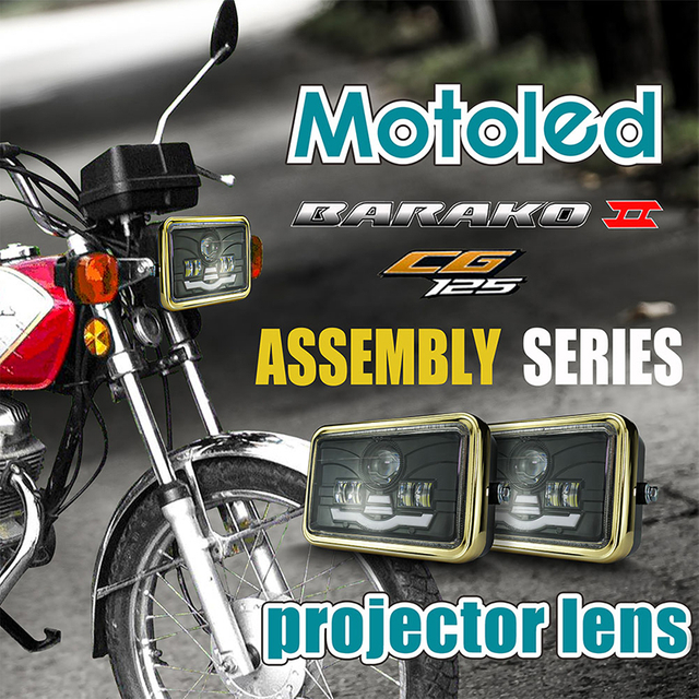 Motoled CG125 Barako 6 4 pouces ensemble de phare de moto lentille de projecteur DC12V 45W 4800LM mm BTTJ03ZC